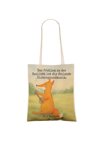 Mr. & Mrs. Panda Einkaufstasche Fuchs Gitarre Design mit Spruch in Weiß