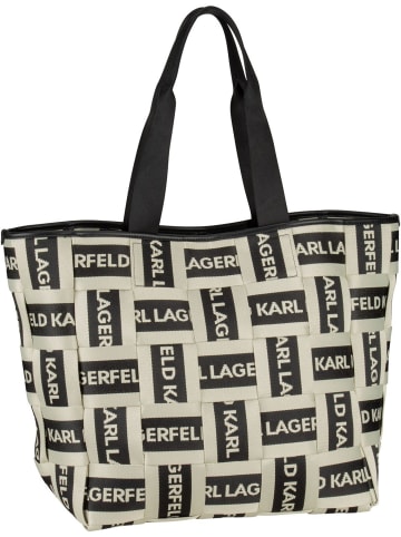 Karl Lagerfeld Shopper K/Webbing Logo LG Tote in Natural/Black