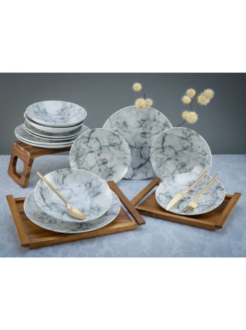 CreaTable CreaTable,  Serie Home Marmor, Geschirrset, Teller Set 12 teilig in Mehrfarbig in Mehrfarbig