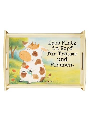Mr. & Mrs. Panda Servier Tablett Kuh Design mit Spruch in Weiß