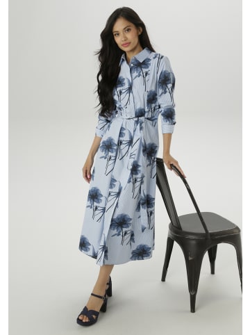 Aniston SELECTED Blusenkleid in hellbau-weiß-dunkelblau