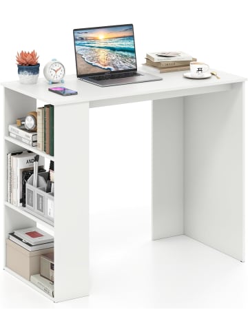 COSTWAY Schreibtisch mit Bücherregal in Weiß