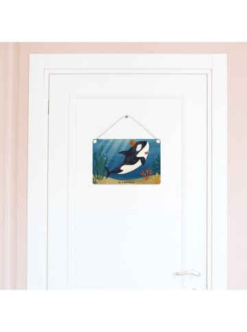 Mr. & Mrs. Panda Schild Orca Zylinder Design ohne Spruch in Weiß