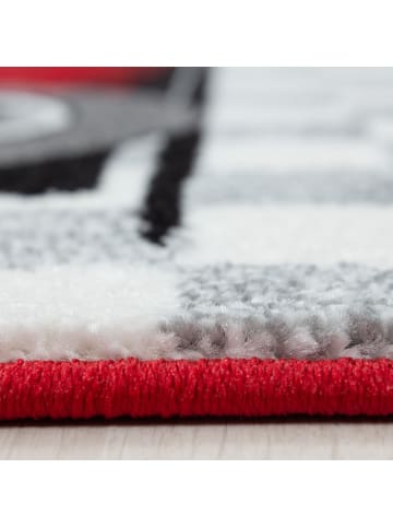KADIMA DESIGN Kinderteppich Waschbar Autos LAGO Strapazierfähig OEKO-TEX Kinderzimmer in Rot