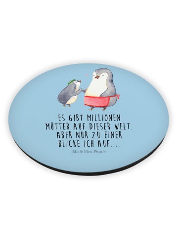 Mr. & Mrs. Panda magnet Pinguin mit Kind mit Spruch in Blau Pastell