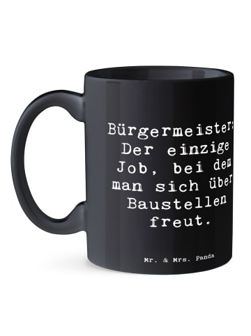Mr. & Mrs. Panda Geschenktasse Spruch Bürgermeister Freude mit S... in Schwarz