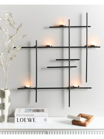 Beliani Kerzenständer PORTO in Schwarz - (W) 74 x (H) 74 x (L) 7 cm