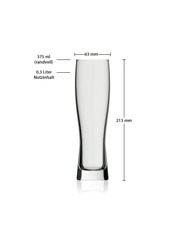 Rastal 120er Set Weizenbiergläser Monaco Slim in Transparent 0,3 l in transparent