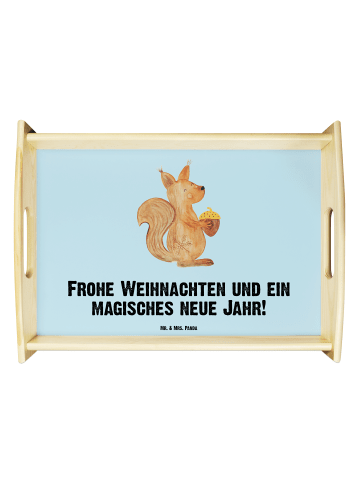 Mr. & Mrs. Panda Dekotablett Eichhörnchen Weihnachten mit Spruch in Eisblau