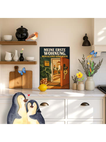 Mr. & Mrs. Panda Poster Wohnung nostalgisch Design mit Spruch in Weiß
