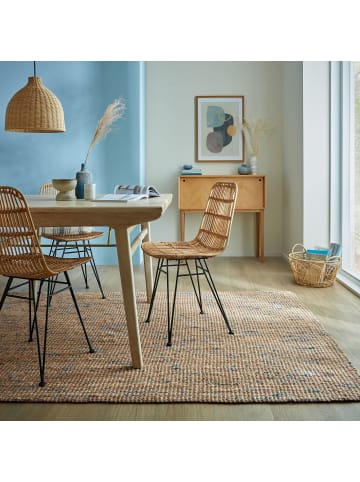 KADIMA DESIGN Juteteppich Jute Naturbelassen, Wohnzimmer in Natur-Blau