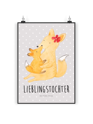 Mr. & Mrs. Panda Poster Fuchs Mama mit Spruch in Grau Pastell
