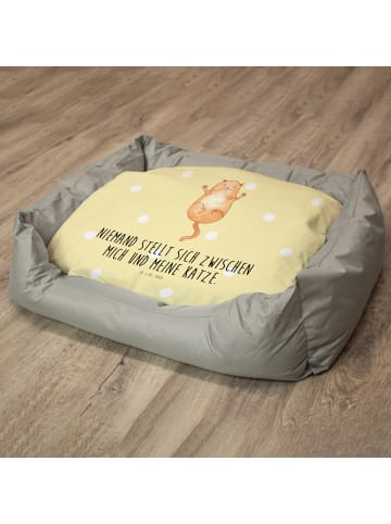 Mr. & Mrs. Panda Katzenkörbchen Katze Umarmen mit Spruch in Gelb Pastell