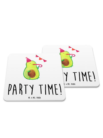 Mr. & Mrs. Panda Gläseruntersetzer Avocado Party Zeit mit Spruch in Weiß