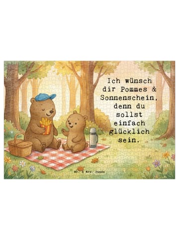 Mr. & Mrs. Panda Puzzle Bär Kind Pommes Design mit Spruch in Weiß