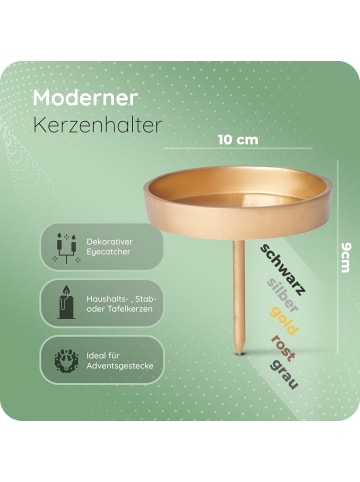 Novaliv 4X Kerzenpick flach 10cm Gold Aluminium Weihnachtskranz Kerzenständer in Gold