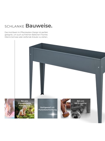 tectake Pflanzbeet, 98,5 x 26 x 82,5 cm, aus pulverbeschichtetem Stahl