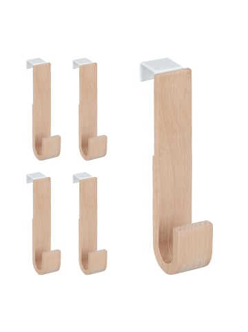 relaxdays 20x Türhaken in Weiß/Natur - (B)2,5 x (H)13 x (T)6 cm