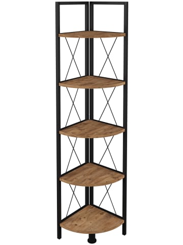 VCM  Metall Holz Eckregal Bücher Insasi 5fach in Honig-Eiche
