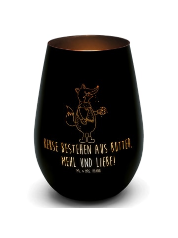 Mr. & Mrs. Panda Windlicht Glas Fuchs Keks mit Spruch in Schwarz