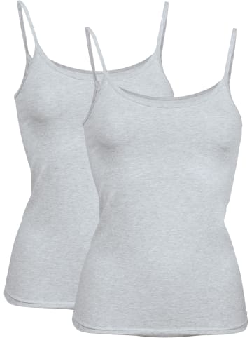 Erwin Müller Baumwolle, Single-Jersey Unterhemd 2er-Pack in hellgrau-meliert