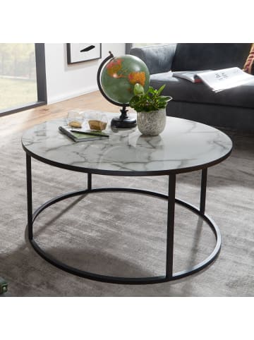 KADIMA DESIGN Couchtisch Rund 80x40x80 cm mit Marmor Optik