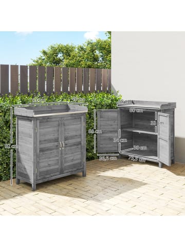 Outsunny Gartenschrank in Grau 83L x 40B x 92H cm