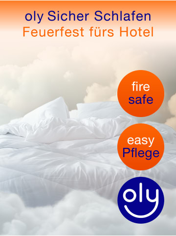 oly FIRESTOP Hotelbettdecke ''SCHWER ENTFLAMMBAR'' in Weiß