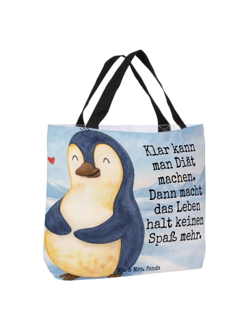 Mr. & Mrs. Panda Tote Bag Pinguin Diät Design mit Spruch in Weiß