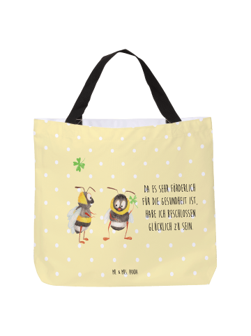 Mr. & Mrs. Panda Shopper Hummeln Kleeblatt mit Spruch in Gelb Pastell