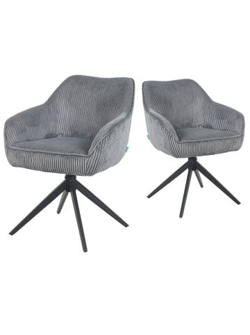 DUBI Möbel 2er-Set: Drehstuhl Mika-Kian in Grau - (B)60 x (H)82 x  (T)61 cm