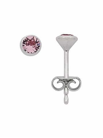 Adeliás 925 Silber Ohrringe / Ohrstecker mit Zirkonia Ø 3 mm in rosa