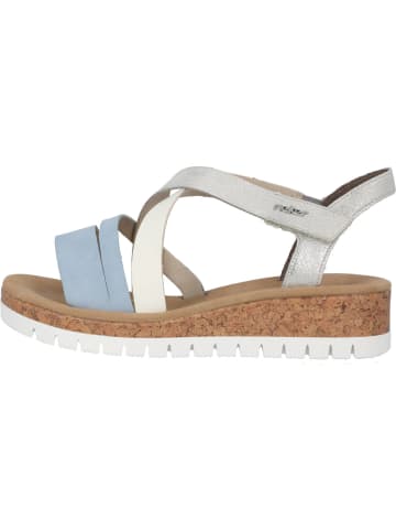 rieker Keilsandaletten in aqua/offwhite/fog-silver