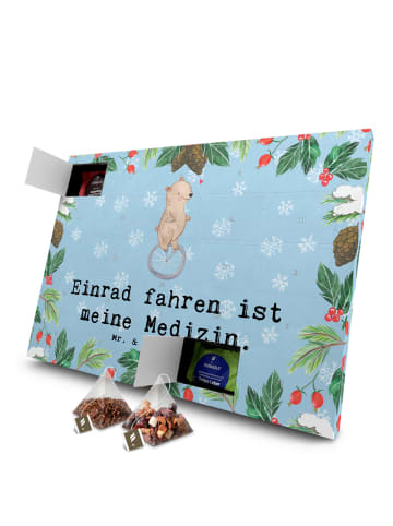 Mr. & Mrs. Panda Tee Adventskalender Bär Einrad fahren mit Spruch in Eisblau