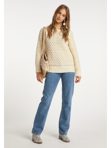IZIA Damen Strickpullover in Wollweiss