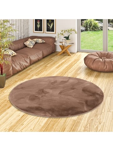 Pergamon Fellteppich Plush Rund in braun
