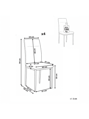 Beliani 4er-Set Esszimmerstuhl RINER in Grün/Schwarz