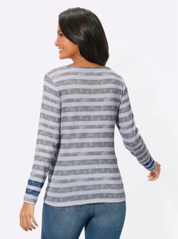 WITT WEIDEN Shirt in flieder-grau-geringelt