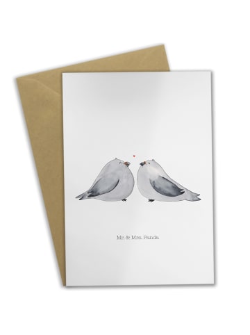 Mr. & Mrs. Panda Grußkarte Tauben Liebe ohne Spruch in Weiß