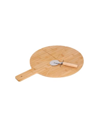 Cheffinger Bambus Pizza-Set – 2-teilig mit Pizzabrett & Pizzaschneider in Holz