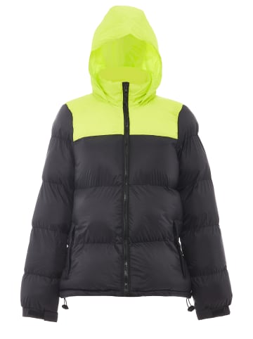 myMO ATHLSR Damen Wattierte Steppjacke in Schwarz Saure Limette