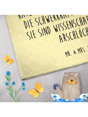 Mr. & Mrs. Panda Handtuch Katze Wasserglas mit Spruch in Gelb Pastell