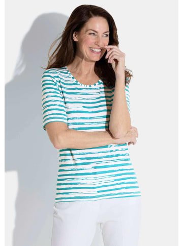 GOLDNER Kurzgröße:  Shirt in petrol / weiß / gemustert