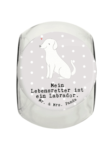 Mr. & Mrs. Panda Leckerli Glas Labrador Lebensretter mit Spruch in Grau Pastell