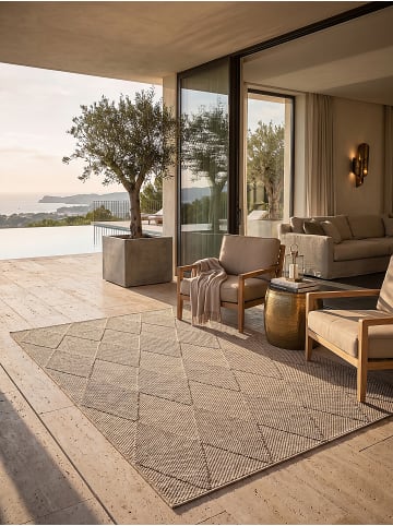KADIMA DESIGN Flachwebteppich Karo flachgewebt pflegeleicht Wohnzimmer Flur Esszimmer in Natur