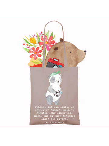 Mr. & Mrs. Panda Schulbeutel Fußball Bayern mit Spruch in Braun Pastell