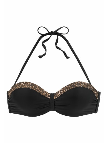 LASCANA Bügel-Bandeau-Bikini-Top in schwarz-leo