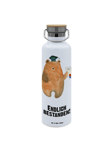 Mr. & Mrs. Panda Thermo-Trinkflasche Bär Prüfung mit Spruch in Weiß