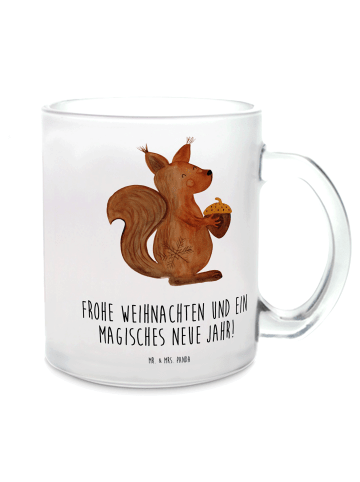 Mr. & Mrs. Panda Teetasse Eichhörnchen Weihnachten mit Spruch in Transparent