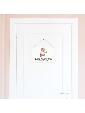 Mr. & Mrs. Panda Schild Beamtin Herz mit Spruch in Weiß